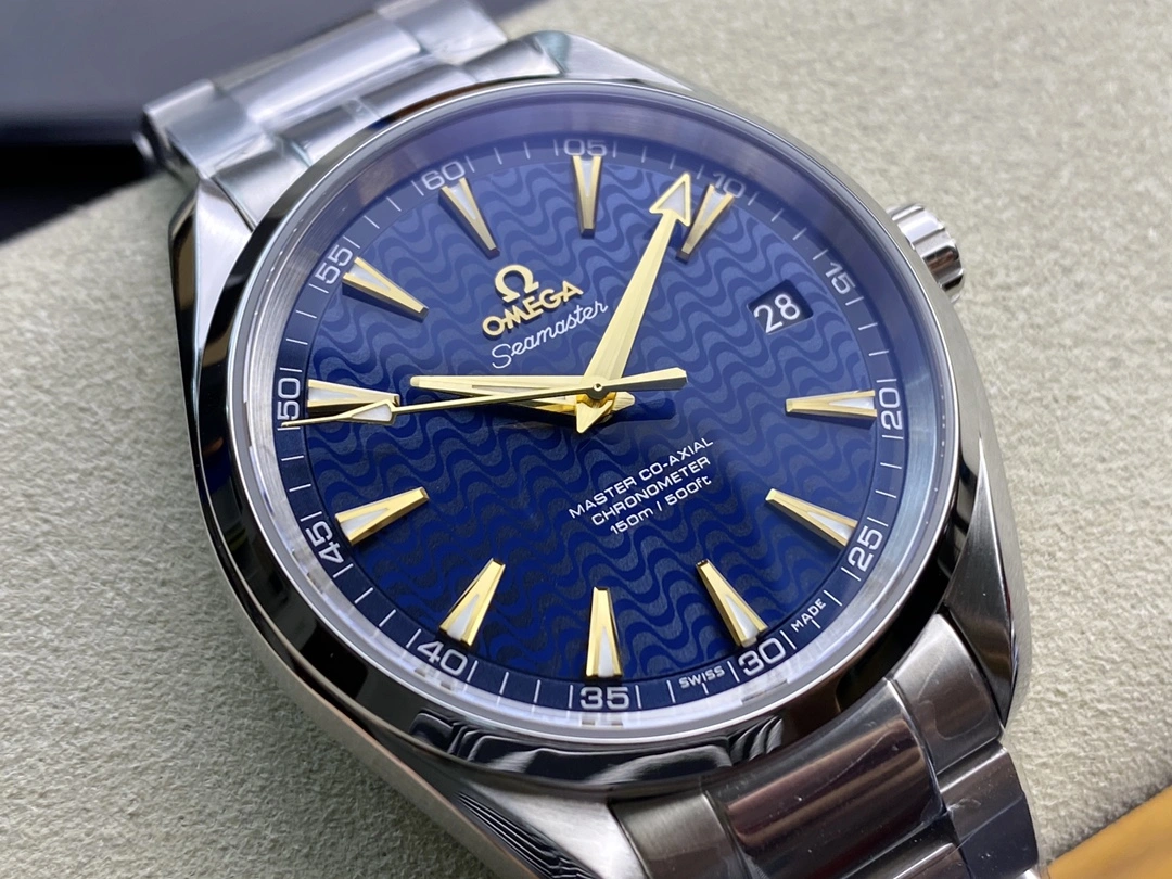 CBD Factory Omega Seamaster Aqua Terra 150M 41.5mm Blue Wave Dial 18K Yellow Gold Hands Stainless Steel Bracelet (231.10.42.21.03.006) 1:1 Super Clone – DD8500 Movement WeatherProof 234